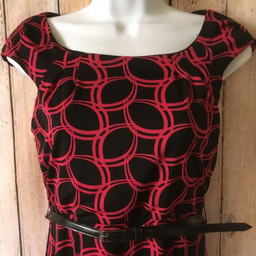 Chadwicks Black and Pink Classy Style Sabrina Neckline Dress